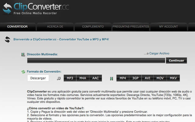 descargar videos de youtube con clipconverter